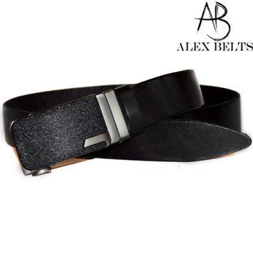 Чоловічий брючний ремінь (чорний) шкіряний з пряжкою автомат 35 мм №RMBAK35-0533 фото